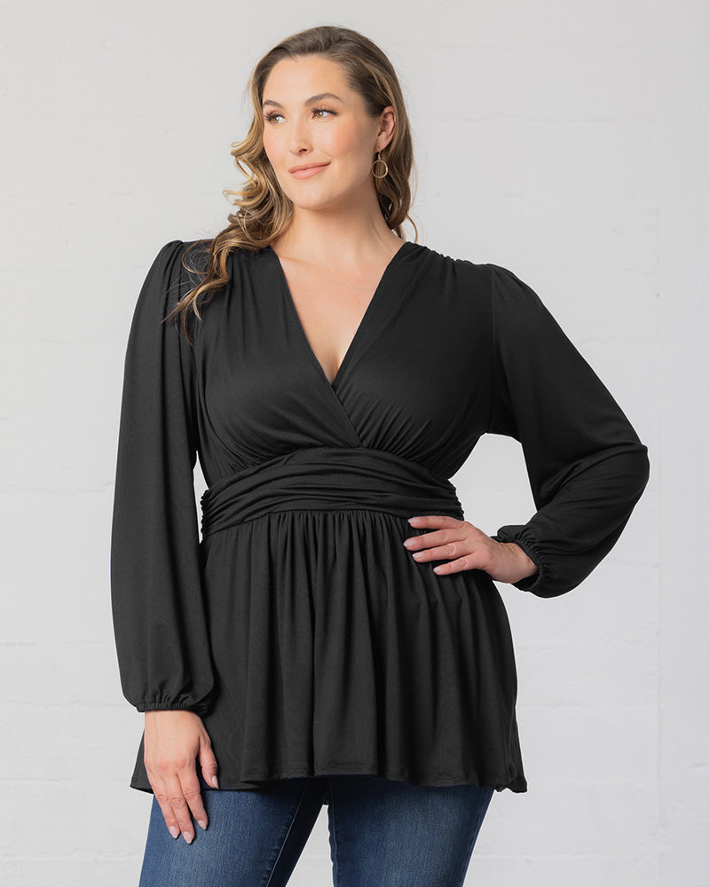 Top Long Sleeve Formal Top Black Noir