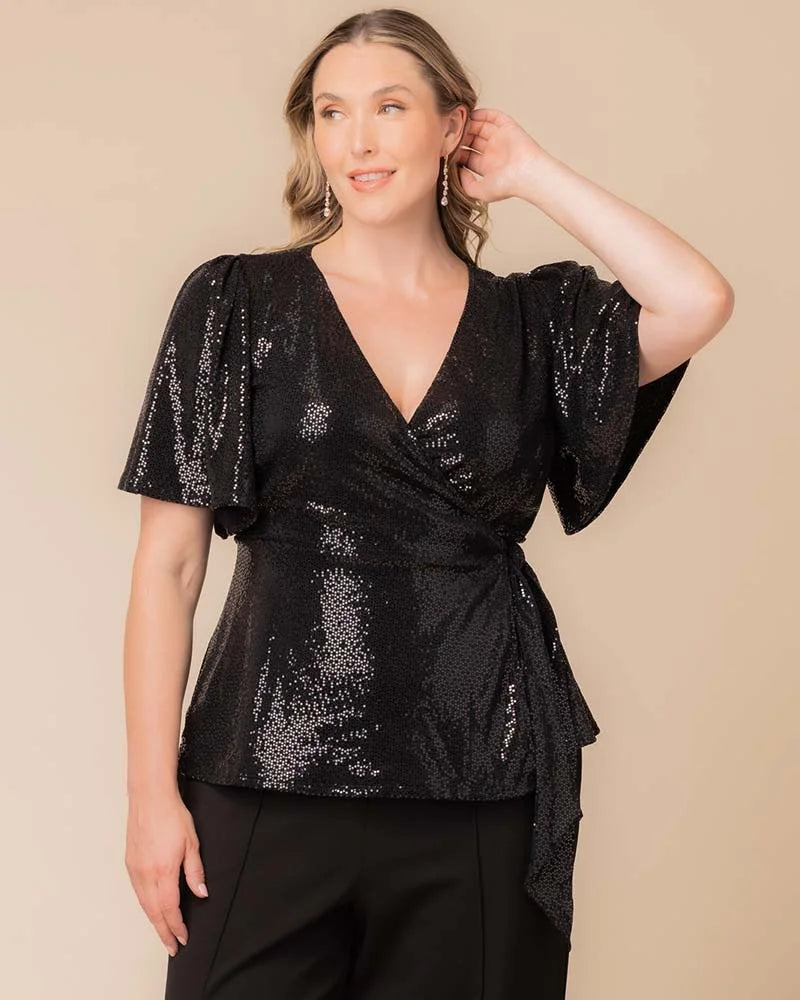 Top Sequin Formal Plus Size Top Kiyonna 23252503 Onyx