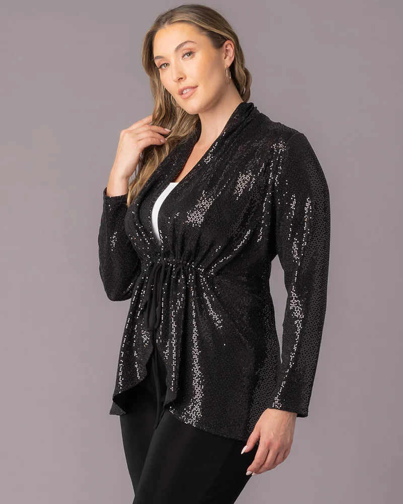 Top Long Sleeve Sequin Formal Top Kiyona 27252502 Onyx