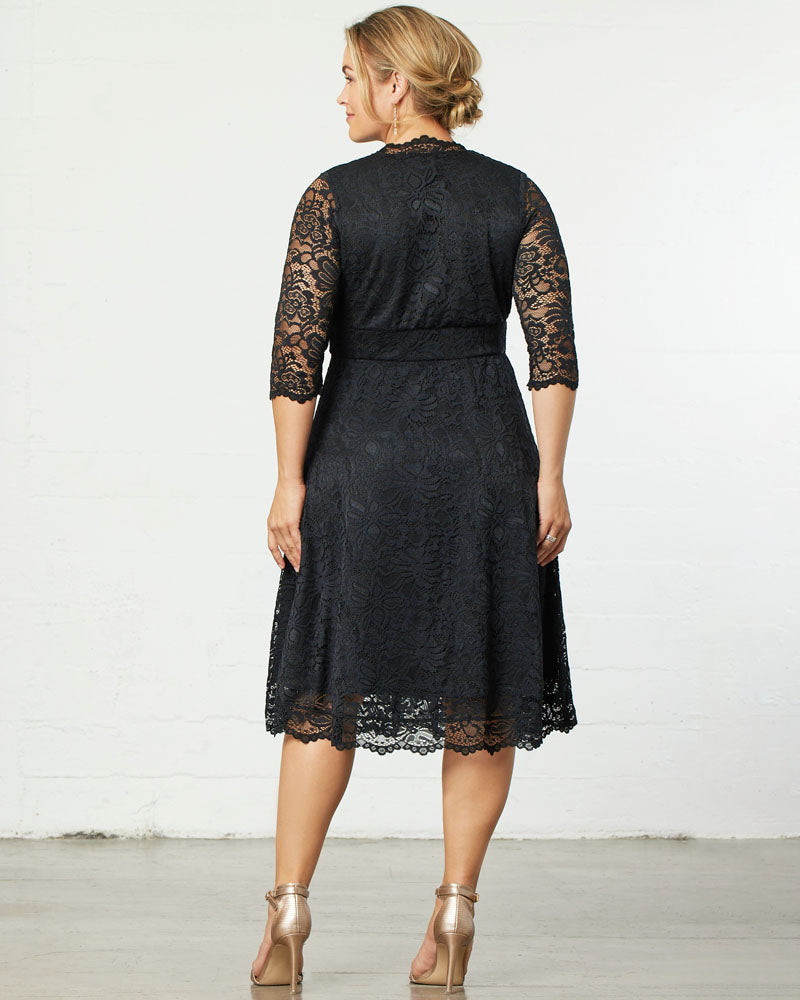 Plus Size Dresses A Line Short Lace Midi Cocktail Plus Size Dress Kiyona 12150901 Onyx