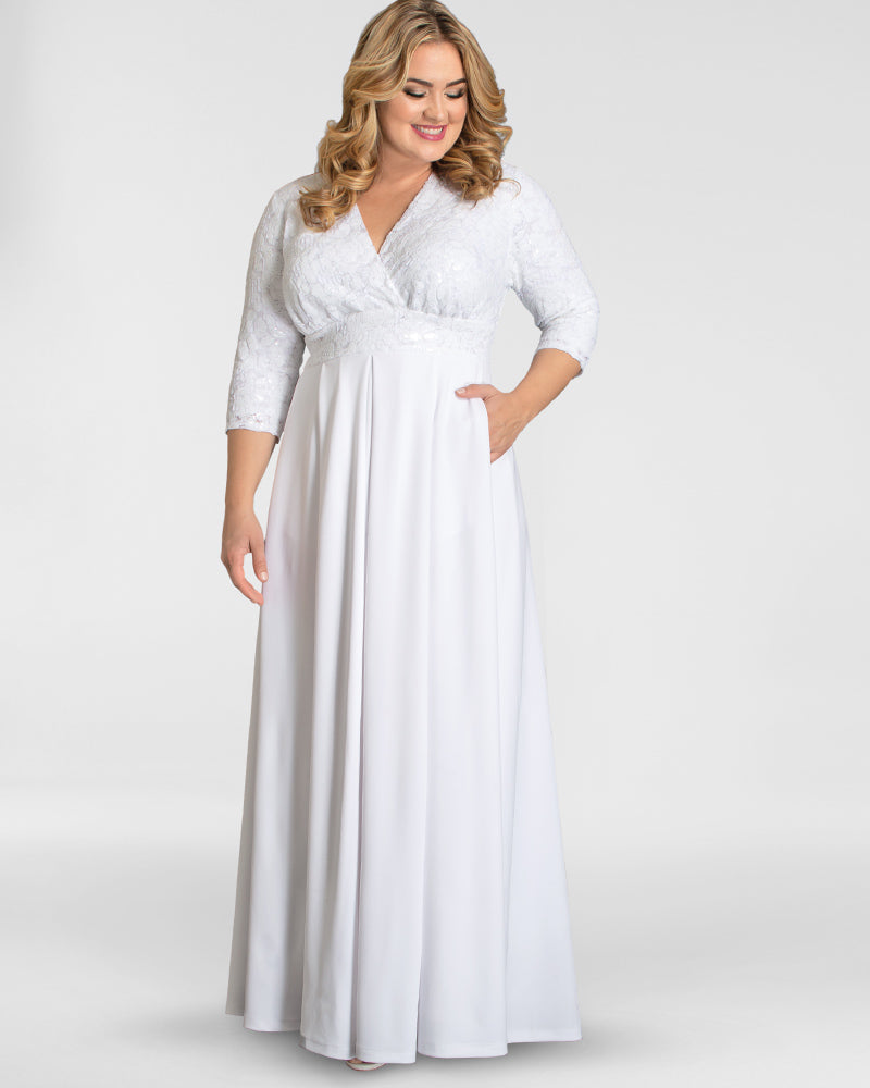 Wedding Dresses Long Sequin A Line Bridal Wedding Dress Kiyonna 19202504 White