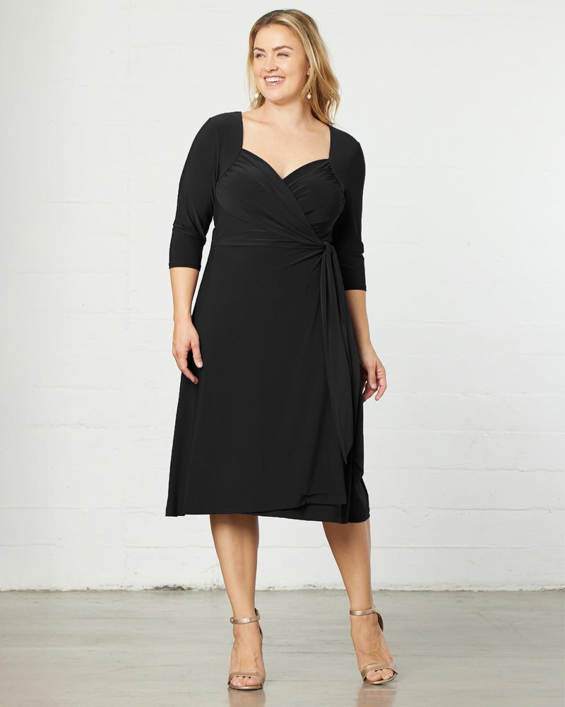 Plus Size Dresses Short Fitted Midi Cocktail Plus Dress Kiyona 11112202 Black Noir