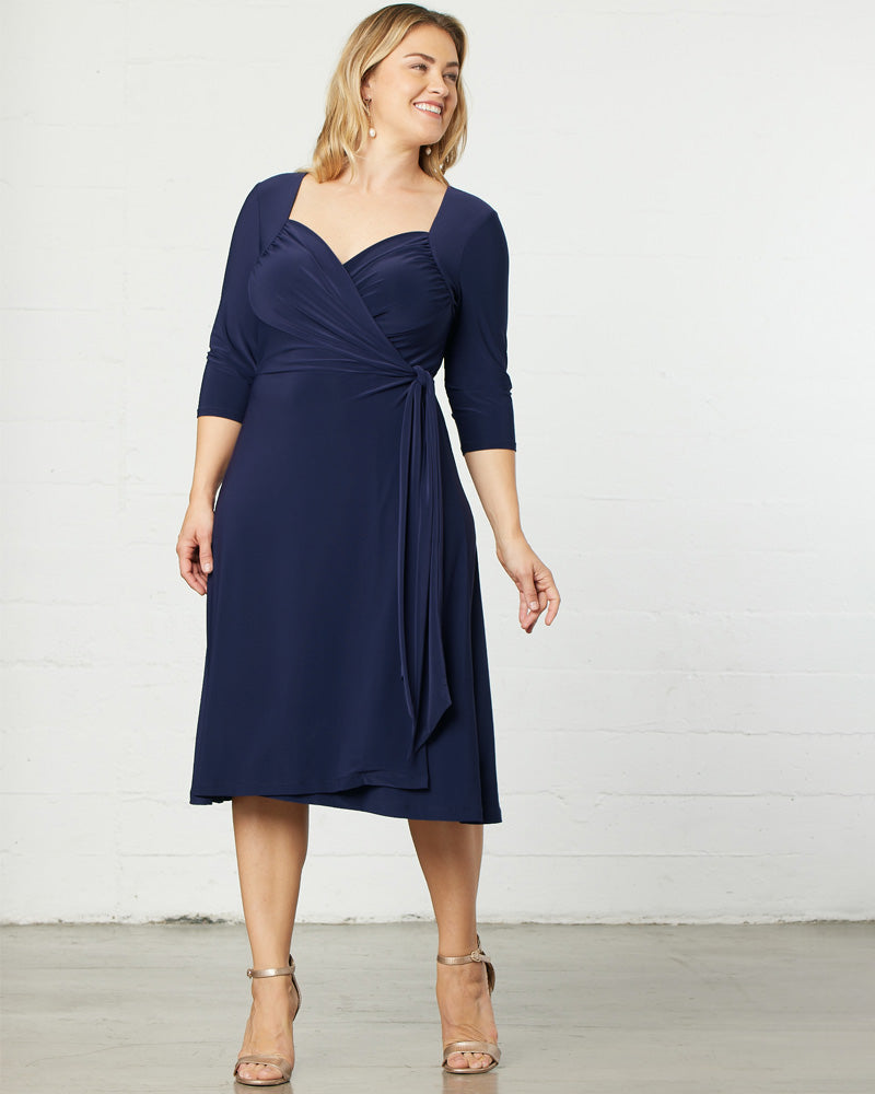 Plus Size Dresses Short Fitted Midi Cocktail Plus Dress Kiyona 11112202 Navy Blue
