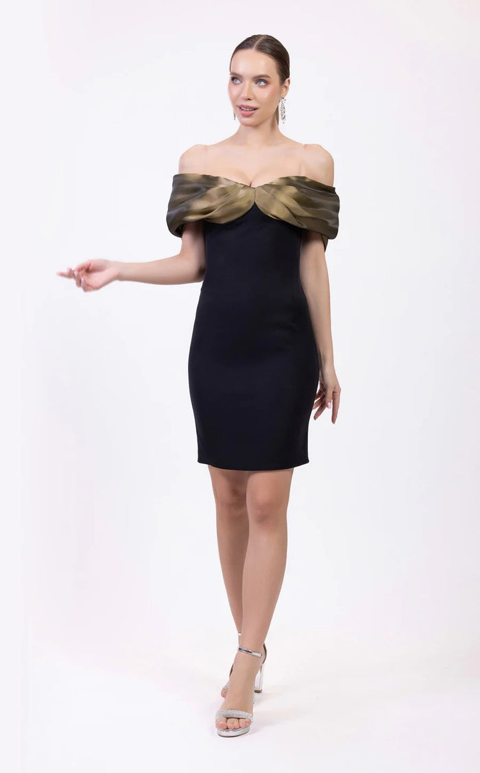 Cocktail Dresses Homecoming Short Fitted Cocktail Dress Black/Gold