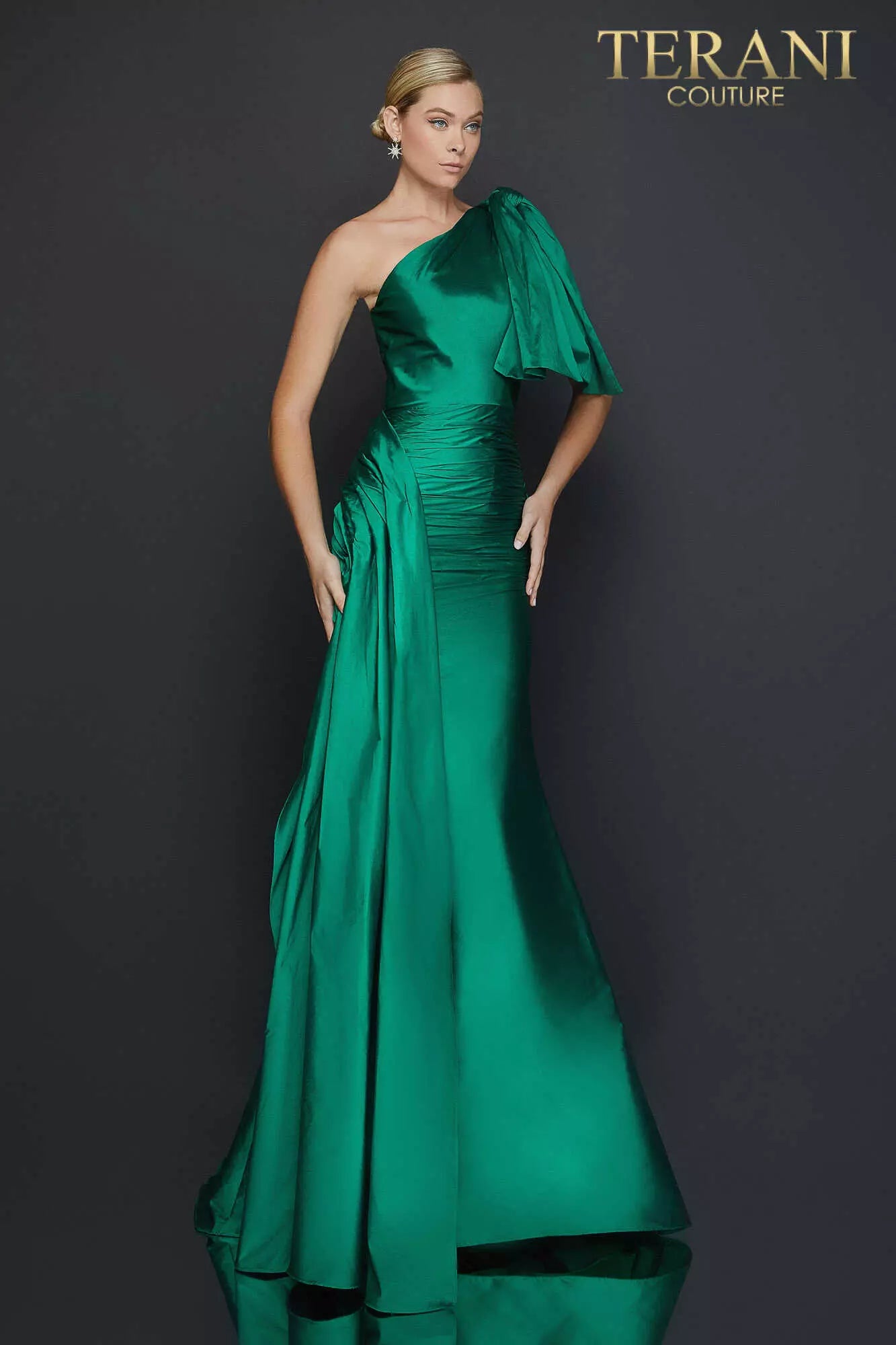 Terani Couture Draped One Shoulder Mermaid Evening Dress 2011E2044 - The Dress Outlet