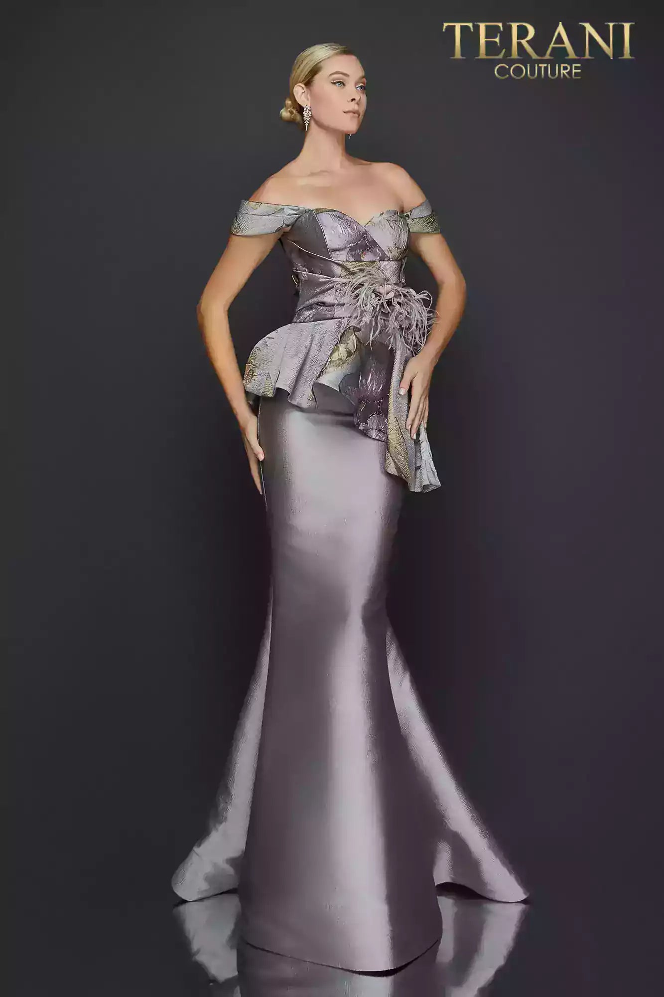 Terani Couture Off Shoulder Long Gown 2011E2425 - The Dress Outlet