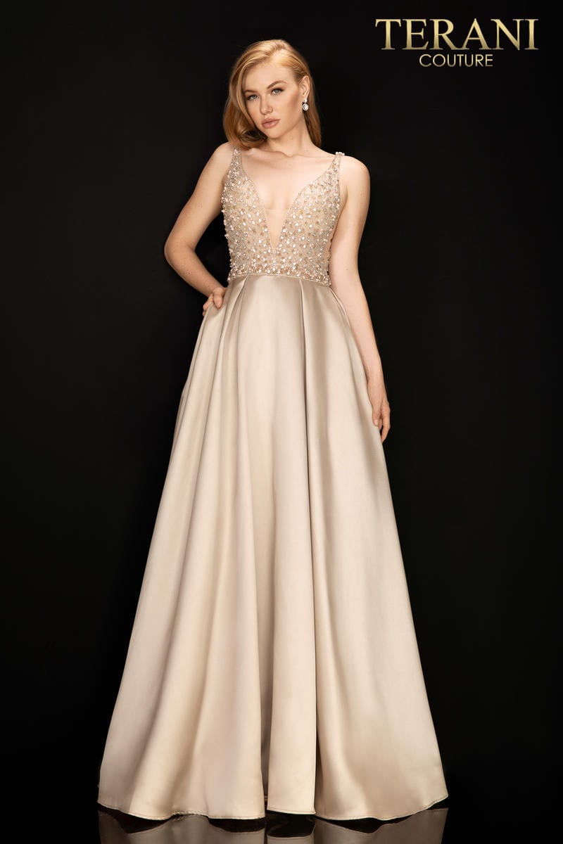 Terani Couture Illusion Beaded Prom Long Dress 2011P1094 - The Dress Outlet