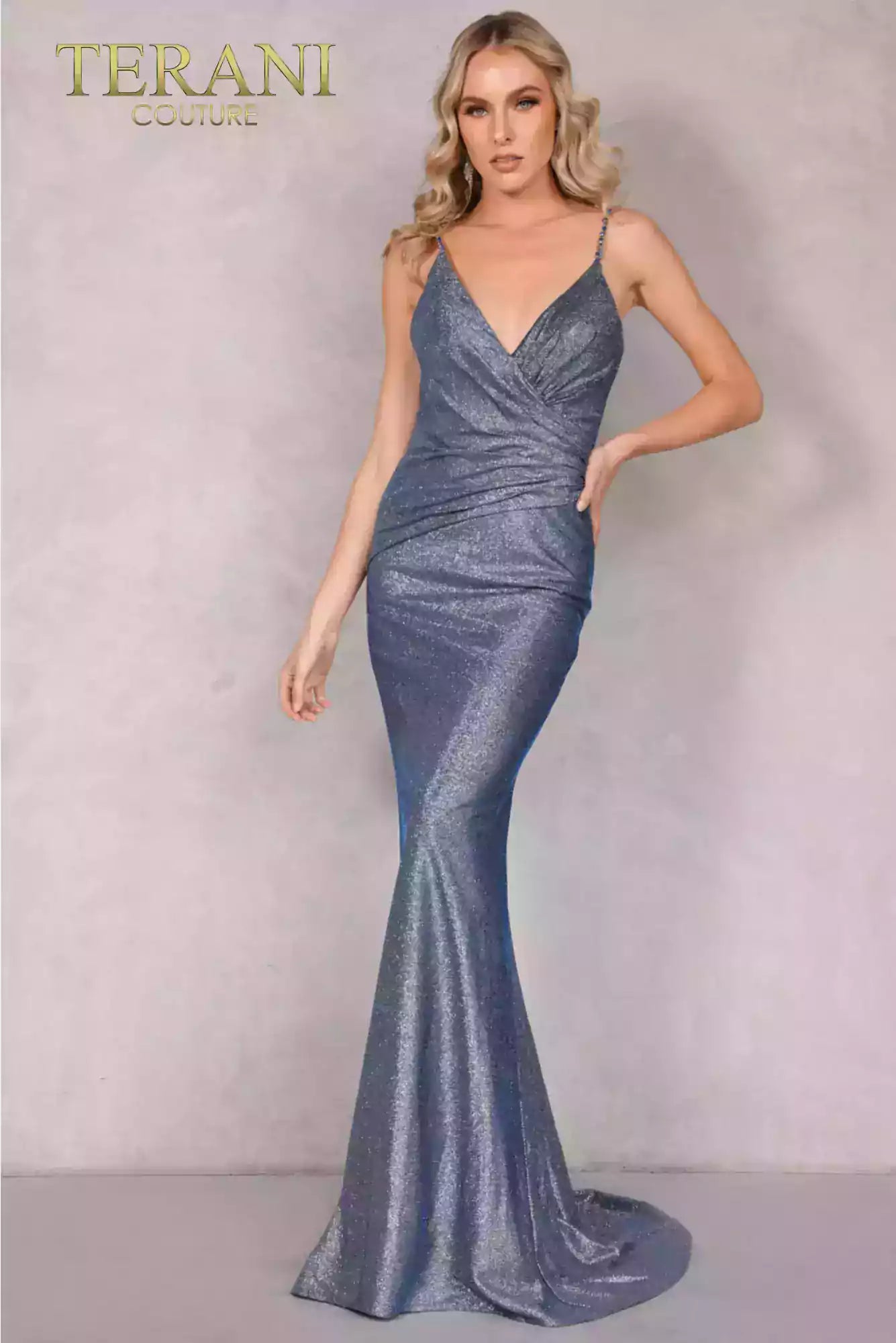 Terani Couture Prom Sexy Metallic Long Dress 2011P1117 - The Dress Outlet