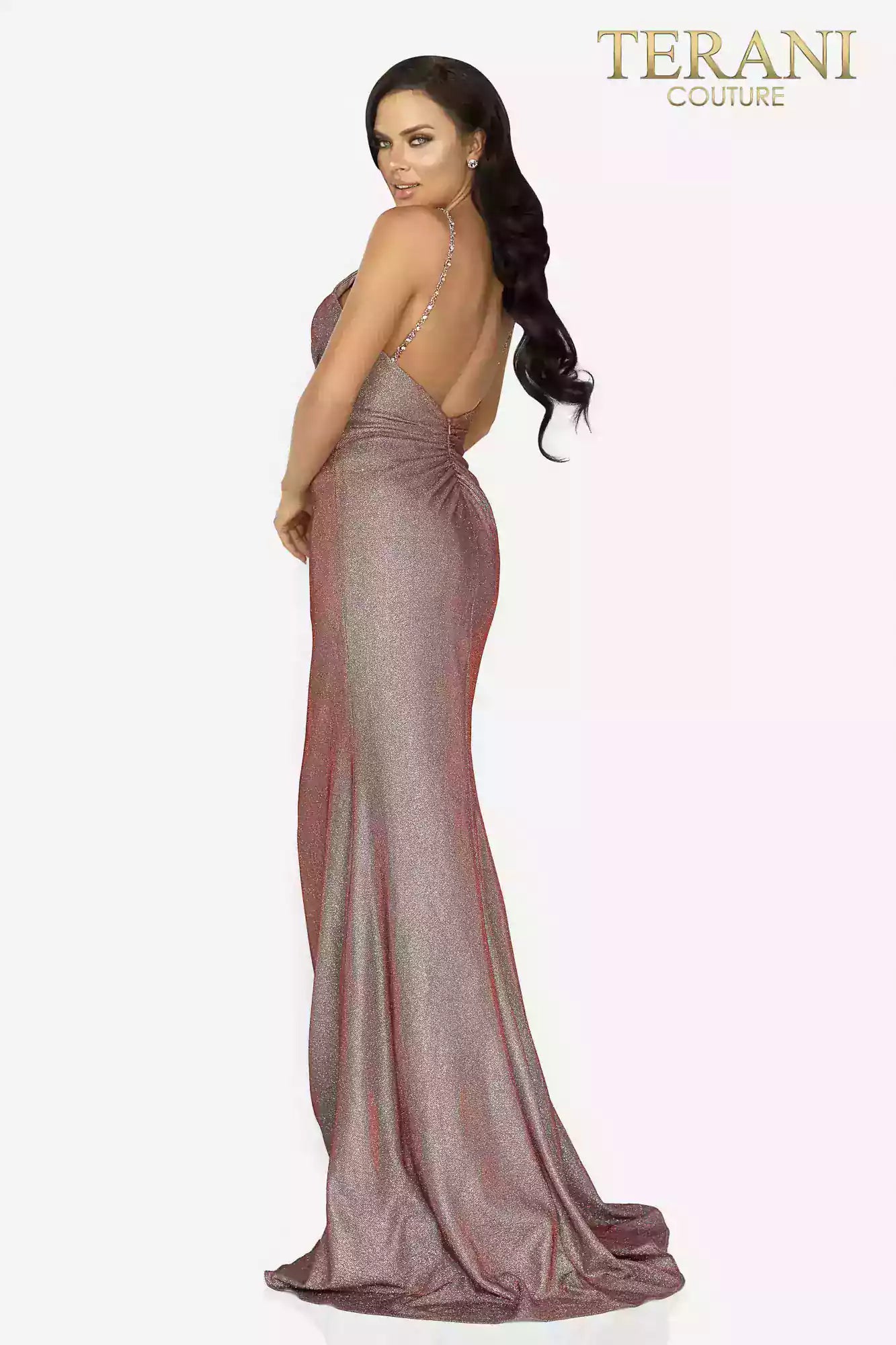 Terani Couture Prom Sexy Metallic Long Dress 2011P1117 - The Dress Outlet