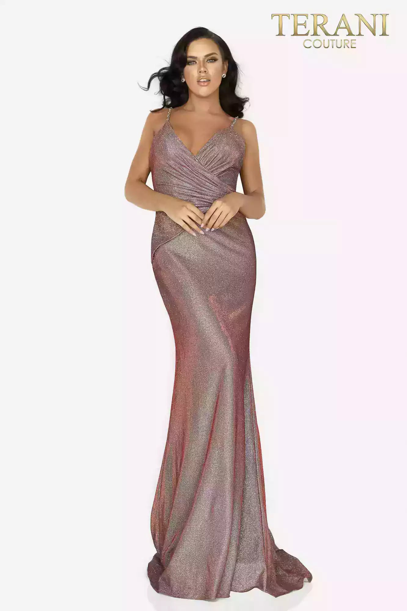 Terani Couture Prom Sexy Metallic Long Dress 2011P1117 - The Dress Outlet