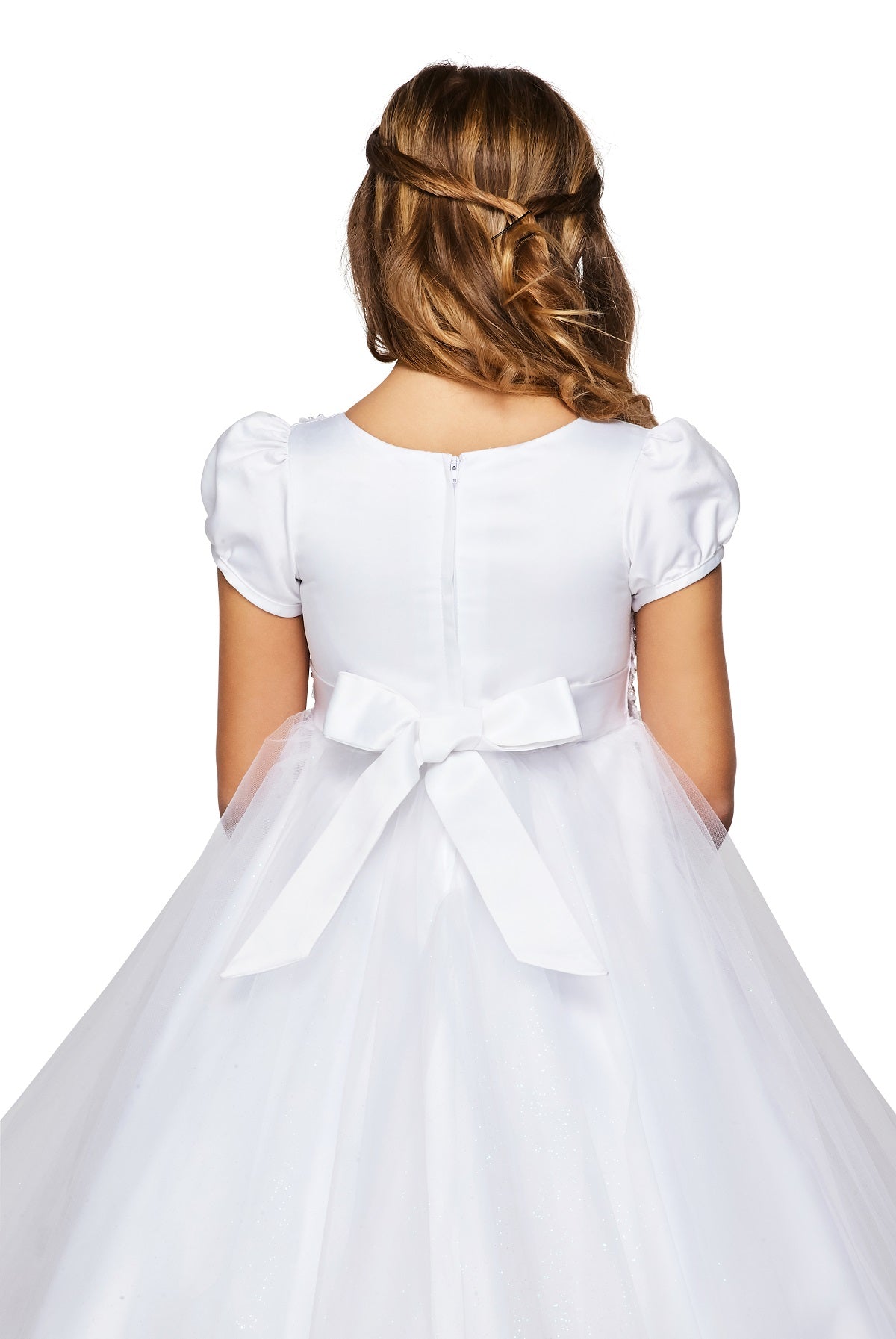Flower Girl Dresses Beaded Lace Applique Flower Girl Tea Length Dress White