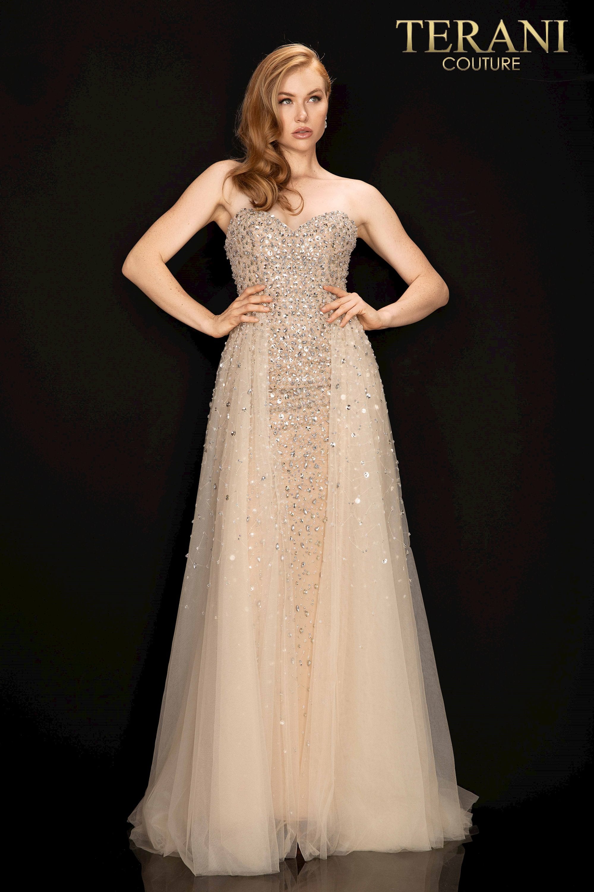 Terani Couture 2011P1161 Strapless Prom Long Gown