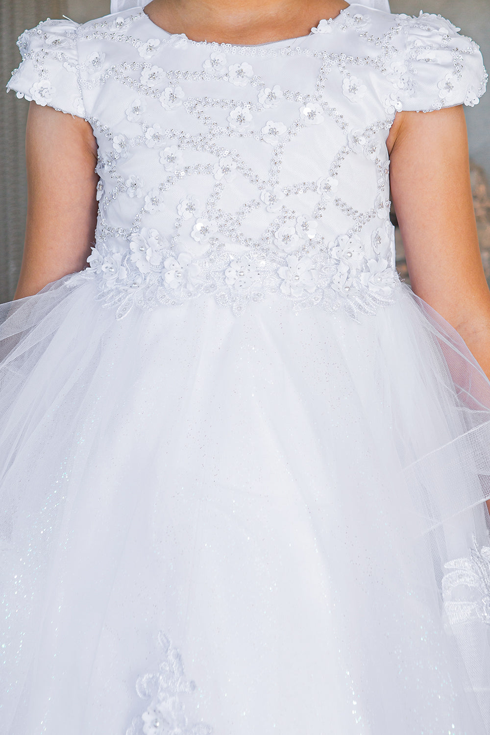 Flower Girl Dresses A Line 3D Applique Beaded Flower Girl Dress White