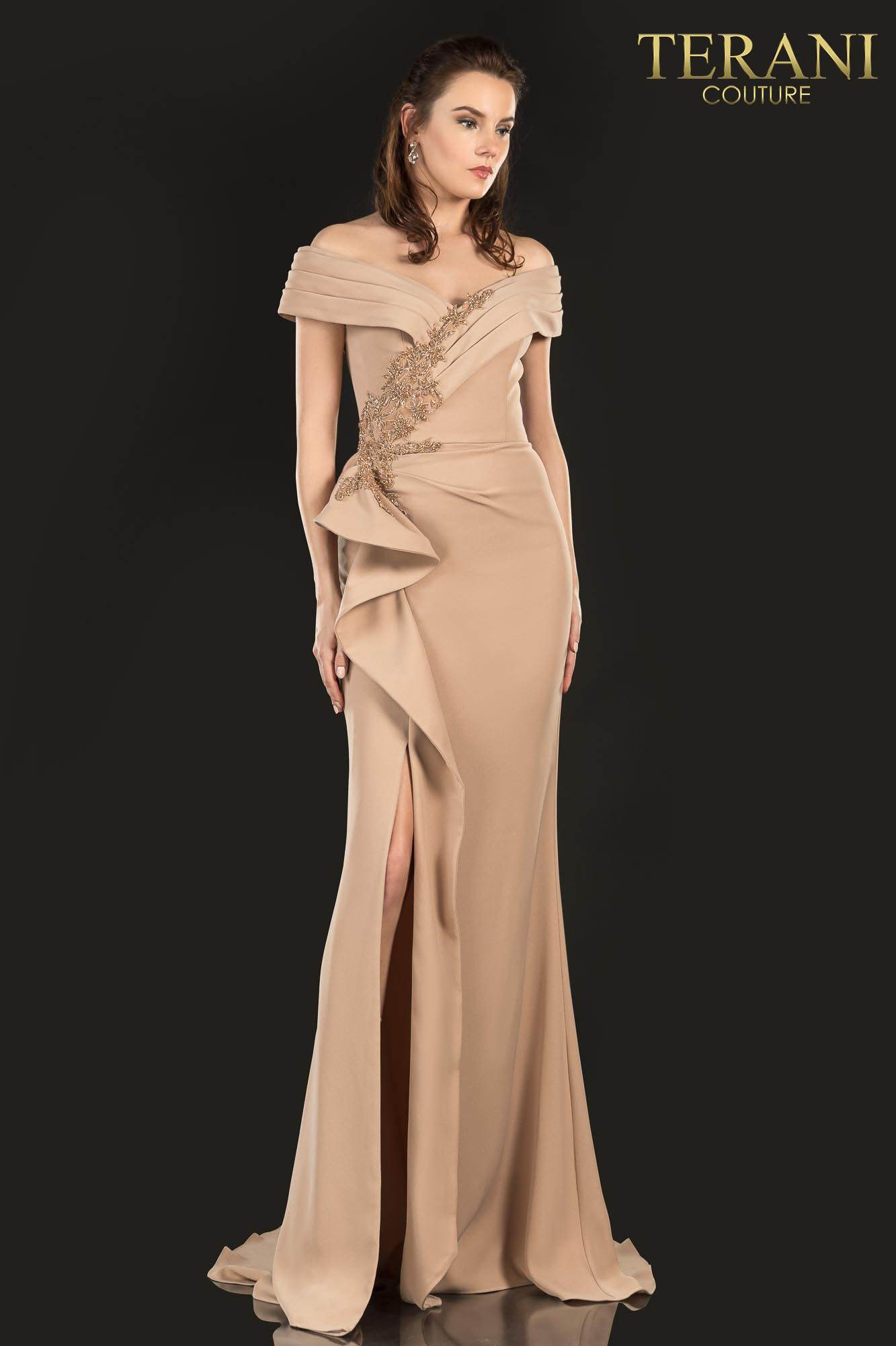 Terani Couture Off Shoulder Formal Long Dress 2021M2986 - The Dress Outlet