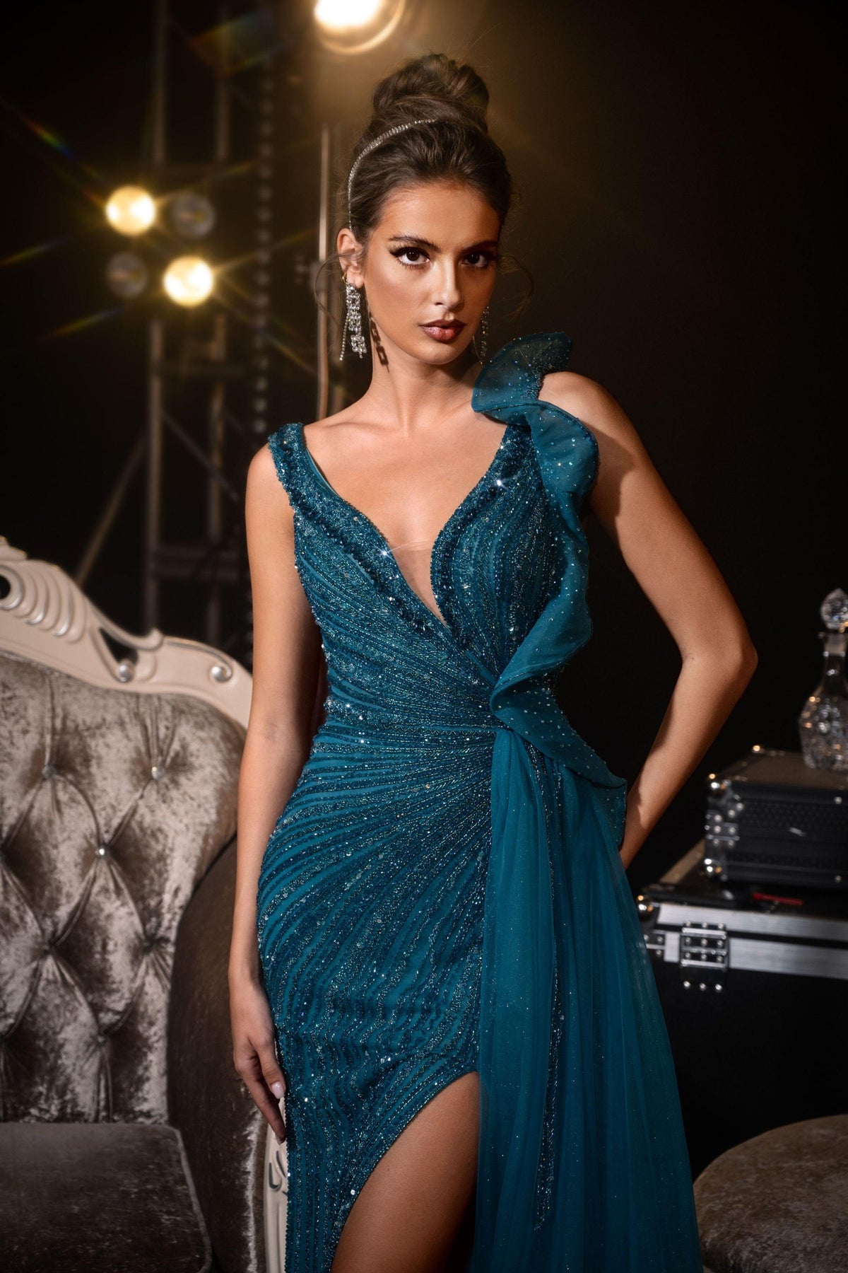 V-Neck Floor-Length Sequin Prom Mermaid Pre Order