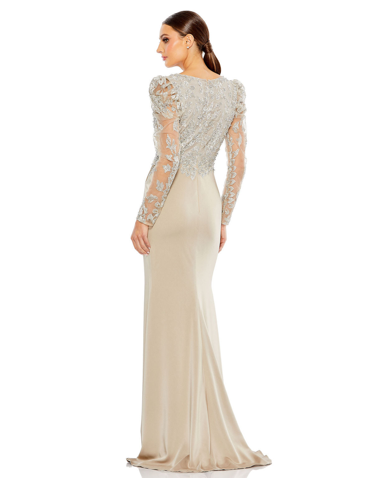 Formal Dresses Formal Prom Long Sleeve Sequin Dress Taupe