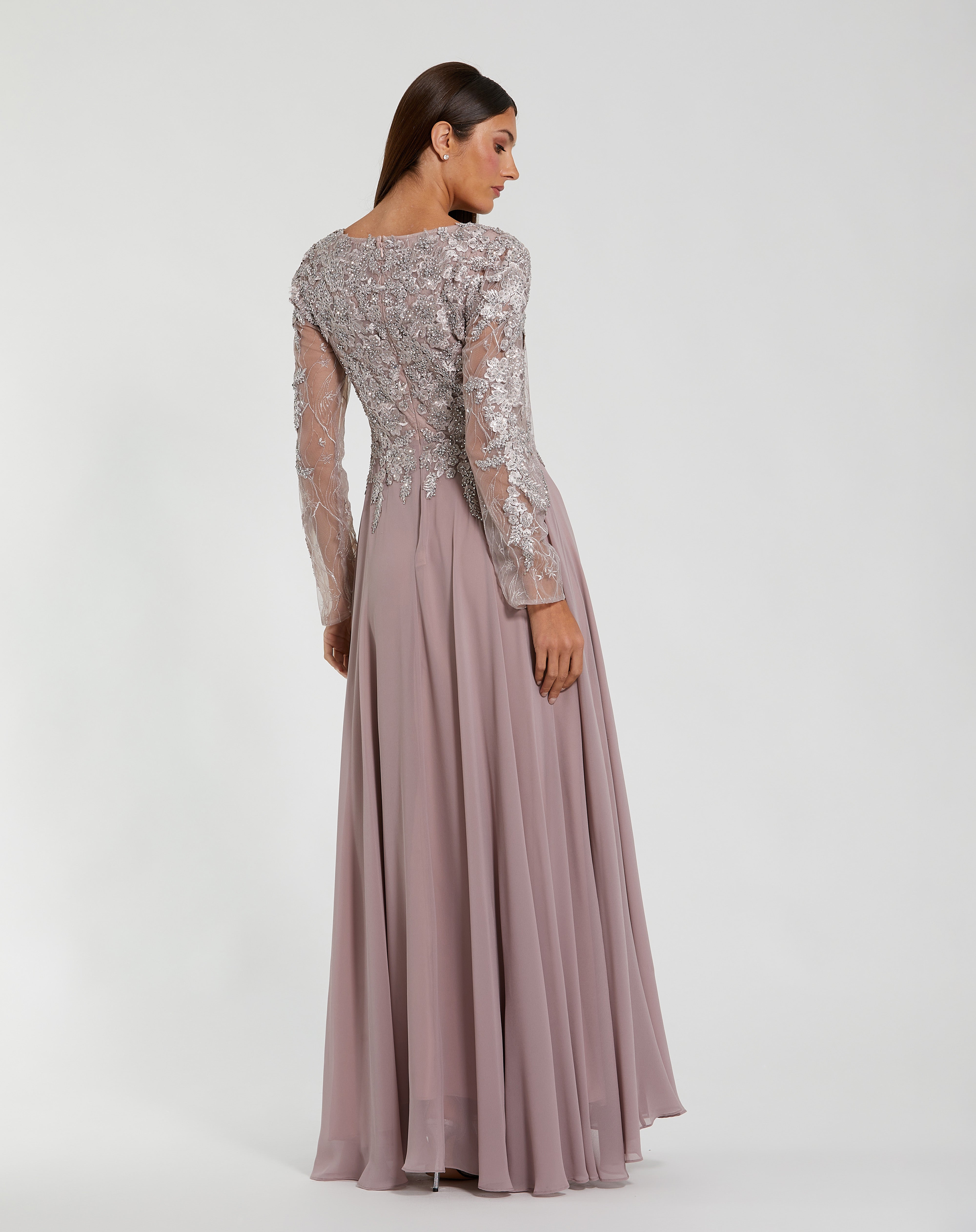 Mother of the Bride Dresses Formal Long Sleeve Evening Gown Vintage Lilac
