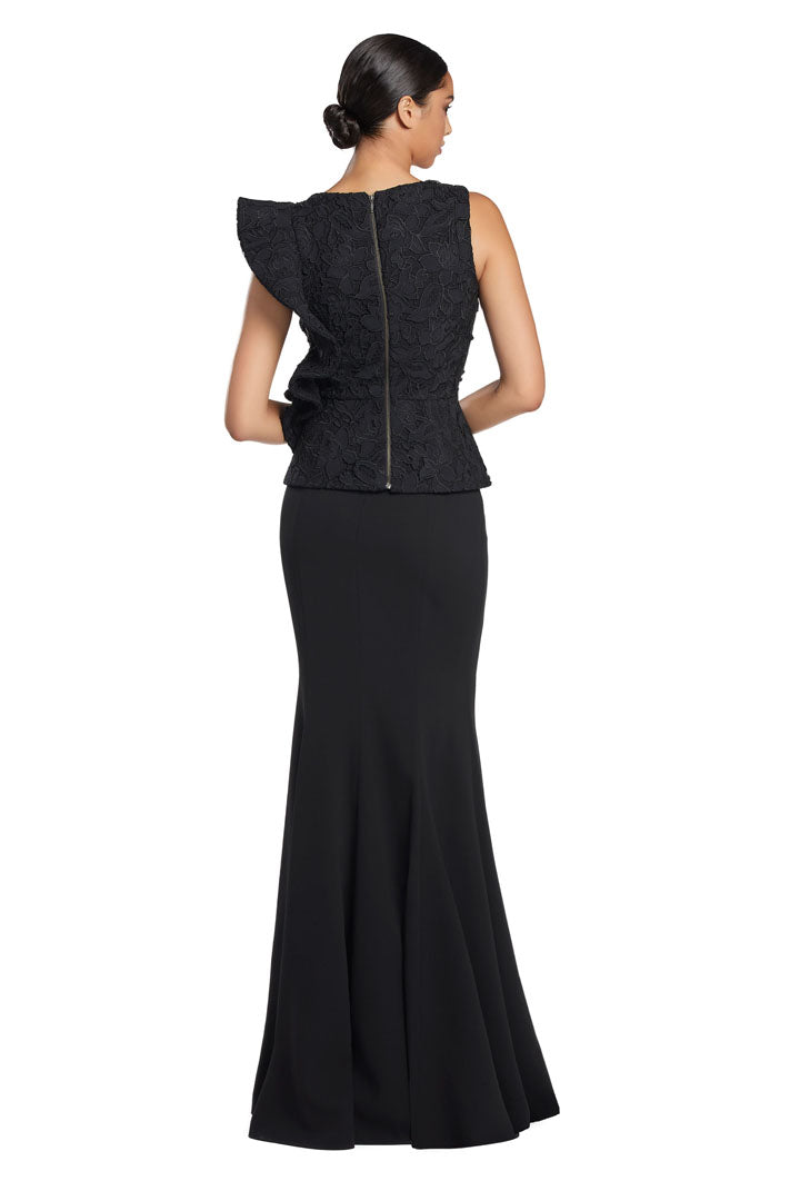 Formal Dresses Long Formal Peplum Lace Evening Dress Black