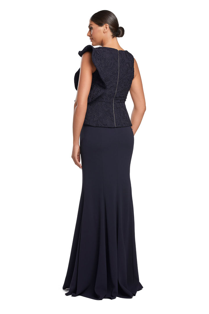 Formal Dresses Long Formal Peplum Lace Evening Dress Navy