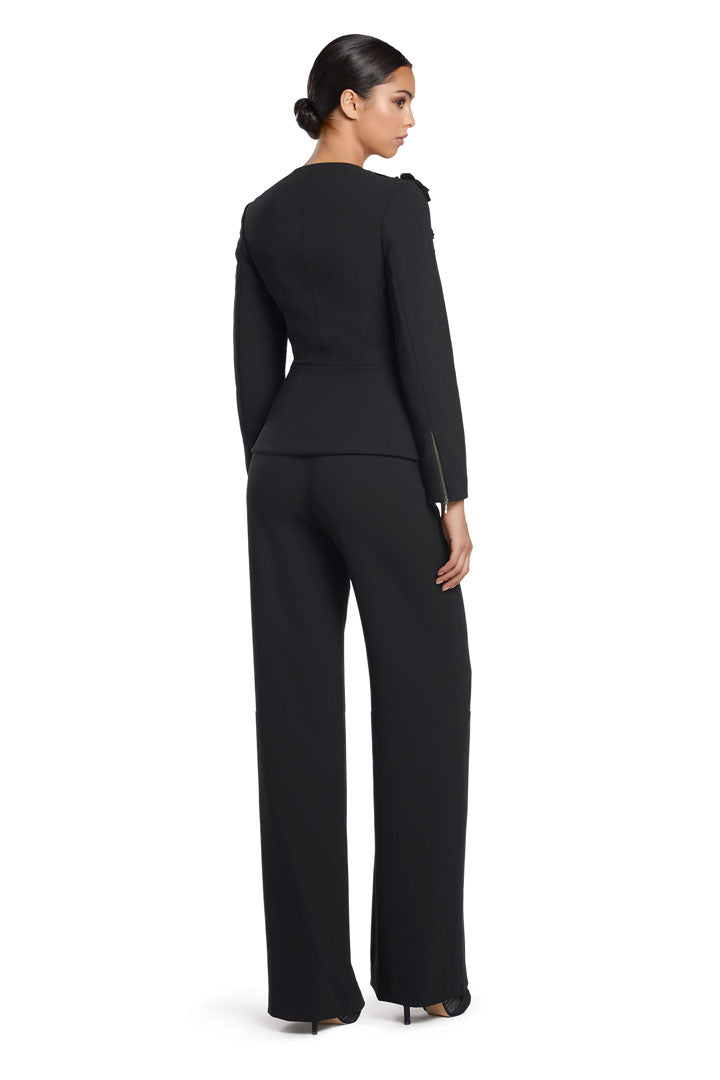 Jumpsuit Long Sleeve Mother of the Bride Peplum Jumpsuit Black
