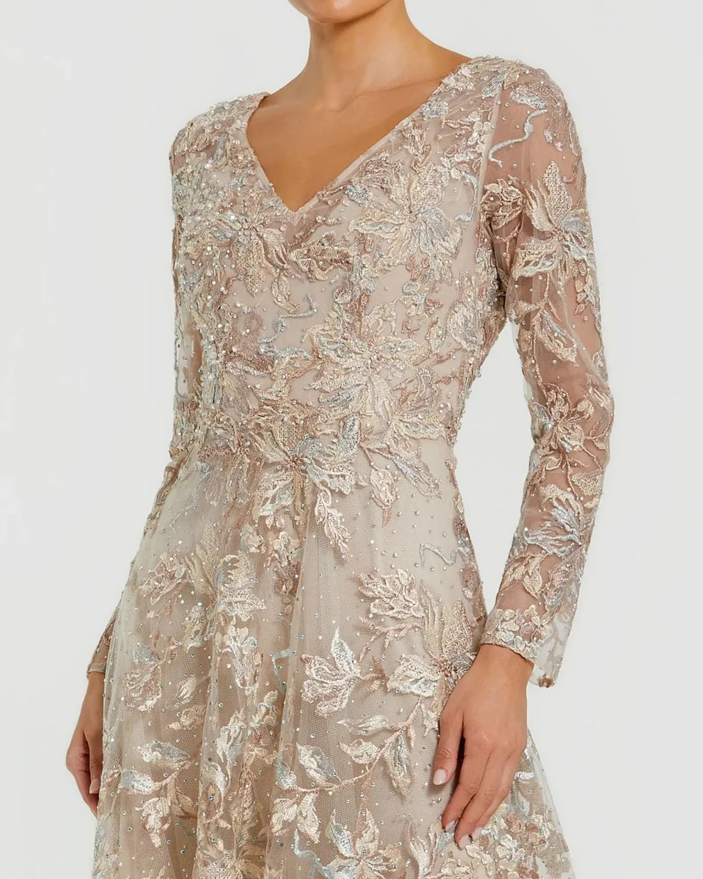 Formal Dresses Long Sleeve Formal Lace Dress Champagne