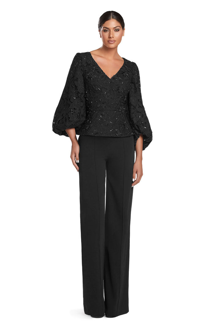 Jumpsuit Long Formal Lace Peplum Jumpsuit Black