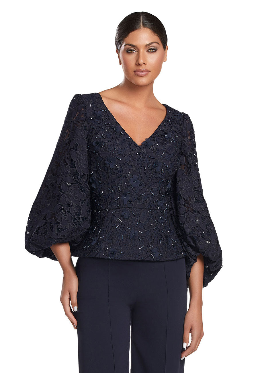 Jumpsuit Long Formal Lace Peplum Jumpsuit Navy