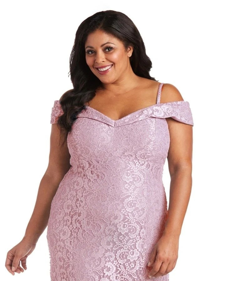 R&M Richards 2047W Plus Size Long Formal Lace Gown