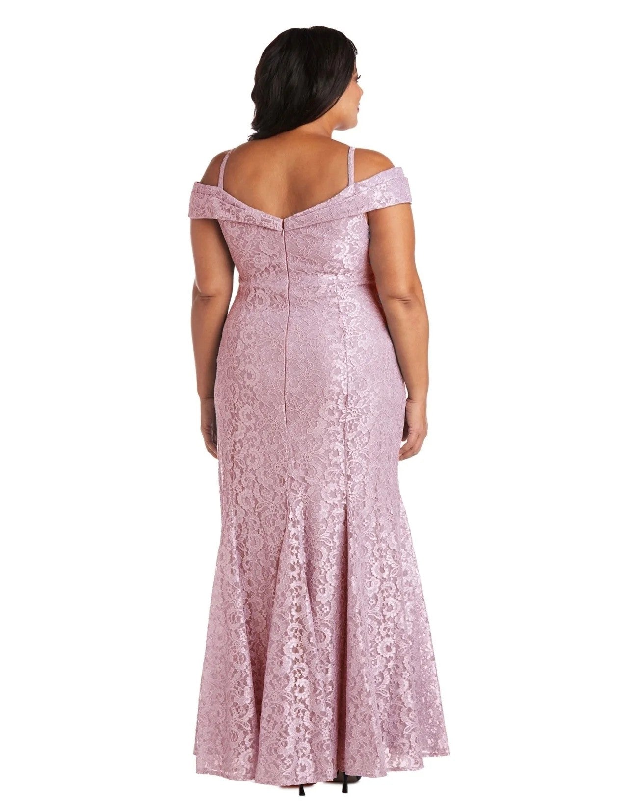 R&M Richards 2047W Plus Size Long Formal Lace Gown
