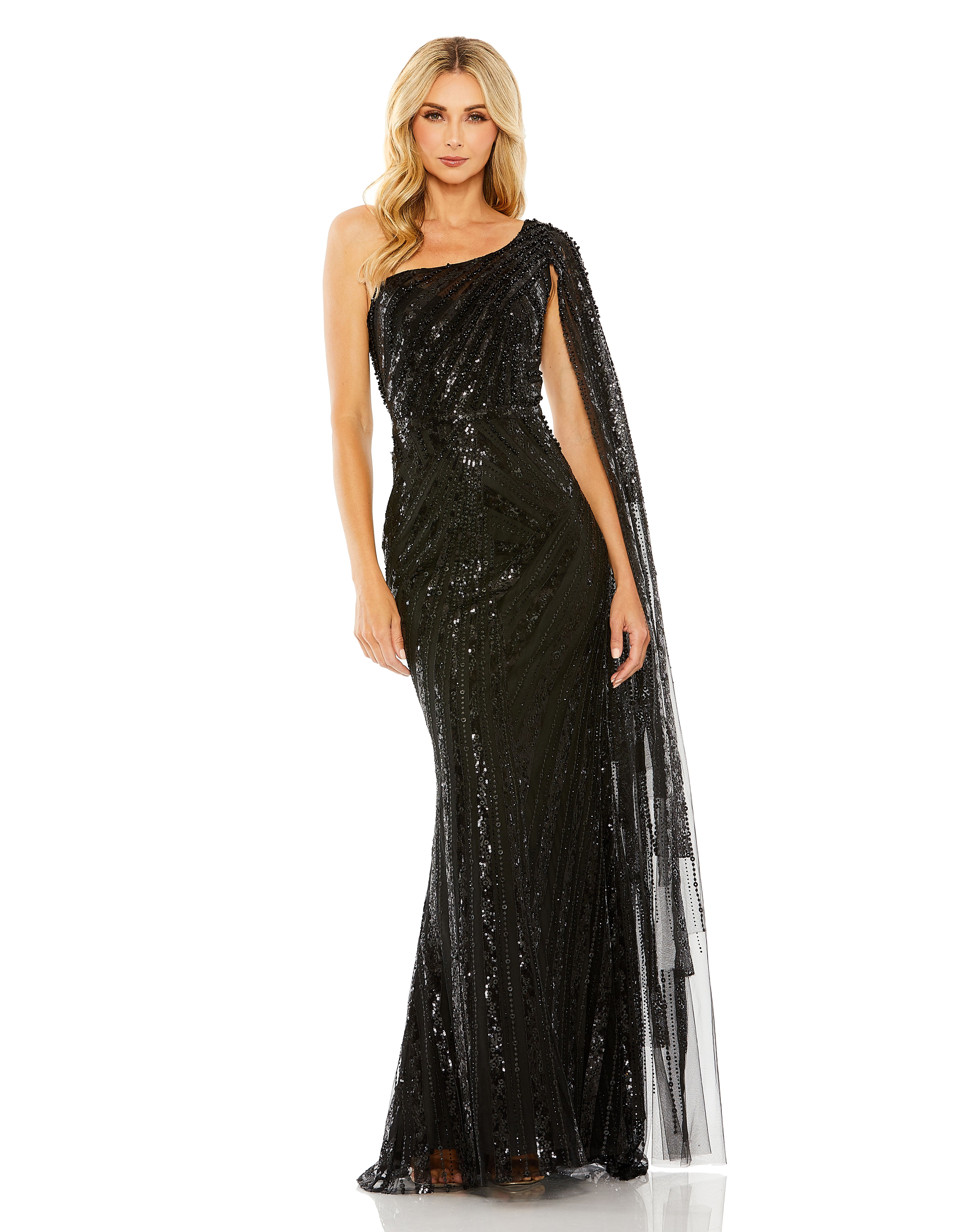 Black Mac Duggal 20528 Long One Shoulder Formal Dress Formal