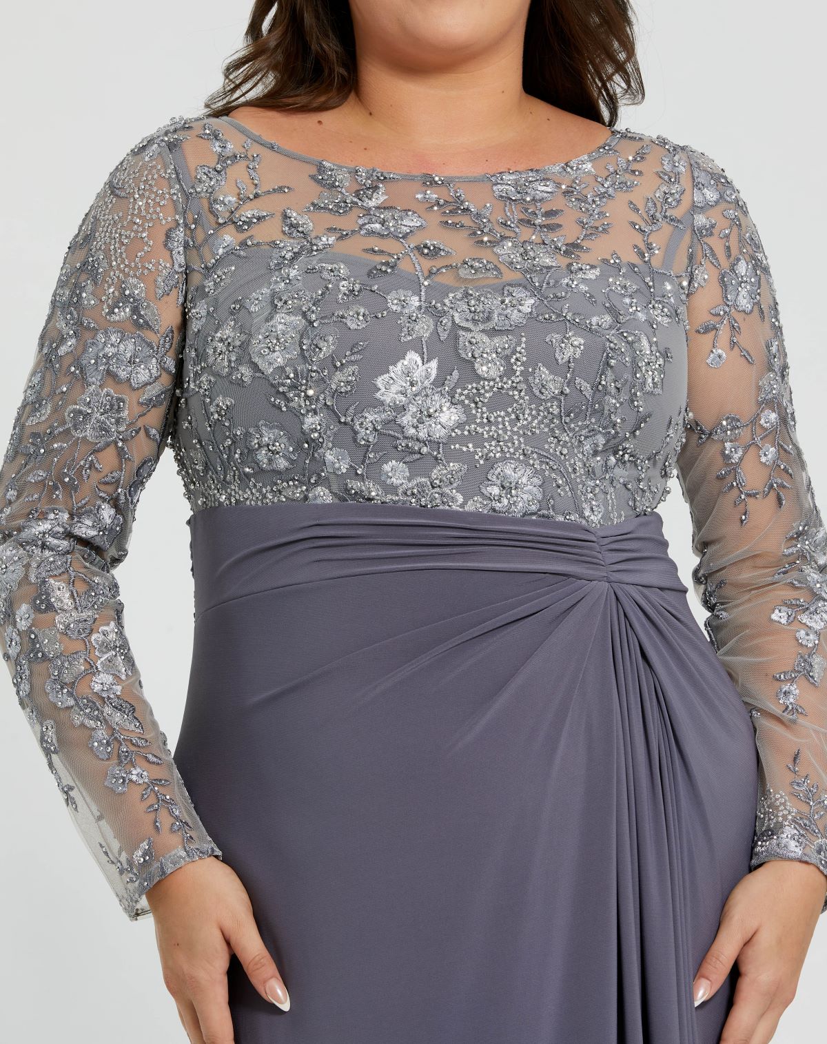 Plus Size Dresses Long Formal Beaded Plus Size Dress Charcoal