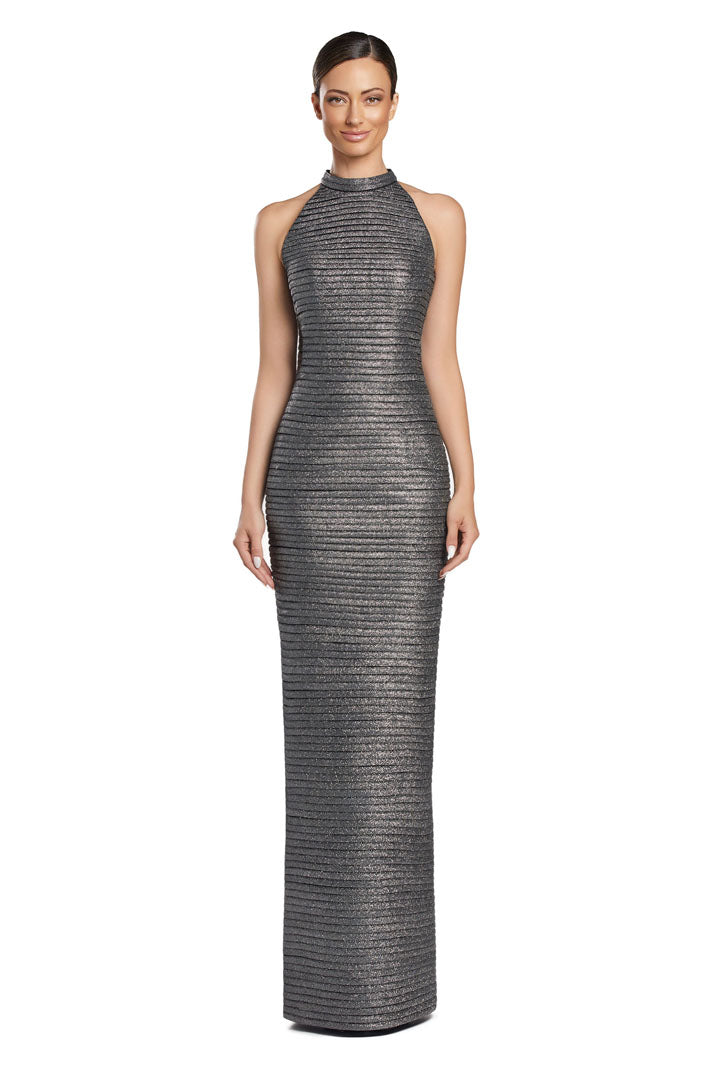 Formal Dresses Glitter Long Formal Pleated Evening Dress Pewter