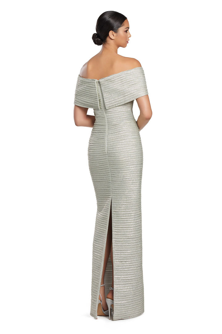 Formal Dresses Pleated Long Formal Evening Glitter Dress Platinum