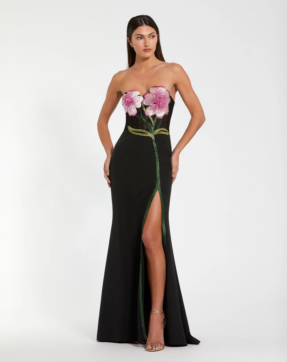 Strapless Long Embellished Evening Gown by Mac Duggal 20682 in Black