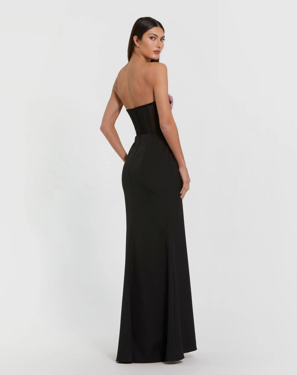 Strapless Long Embellished Evening Gown by Mac Duggal 20682 in Black