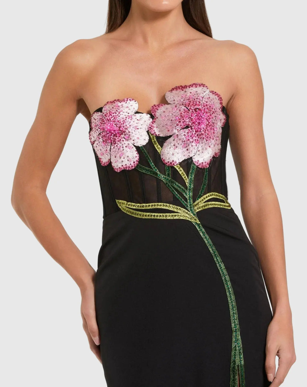 Strapless Long Embellished Evening Gown by Mac Duggal 20682 in Black