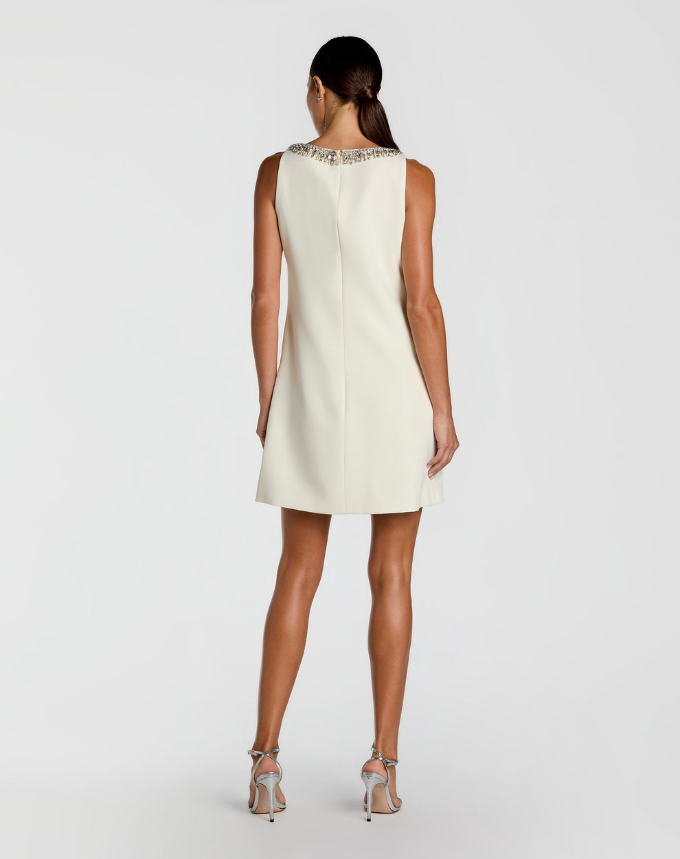 Cocktail Dresses Short Beaded Mini Corset Dress Mac Duggal 20691 Ivory