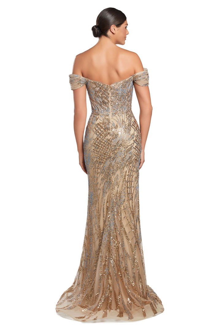 Prom Dresses Prom Fitted Long Formal Evening Dress Gold Blue