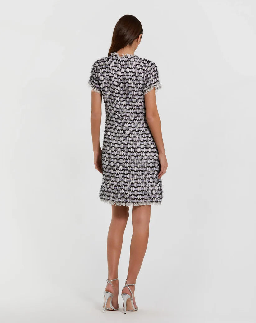 Cocktail Dresses Short Button Cocktail Pockets Mini Dress Black Multi