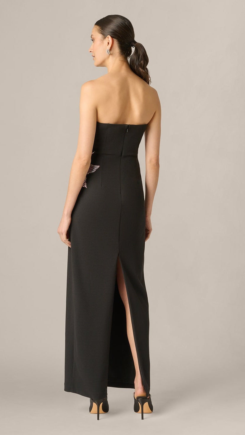 Aidan Mattox Strapless Beaded Flower Gown 209549