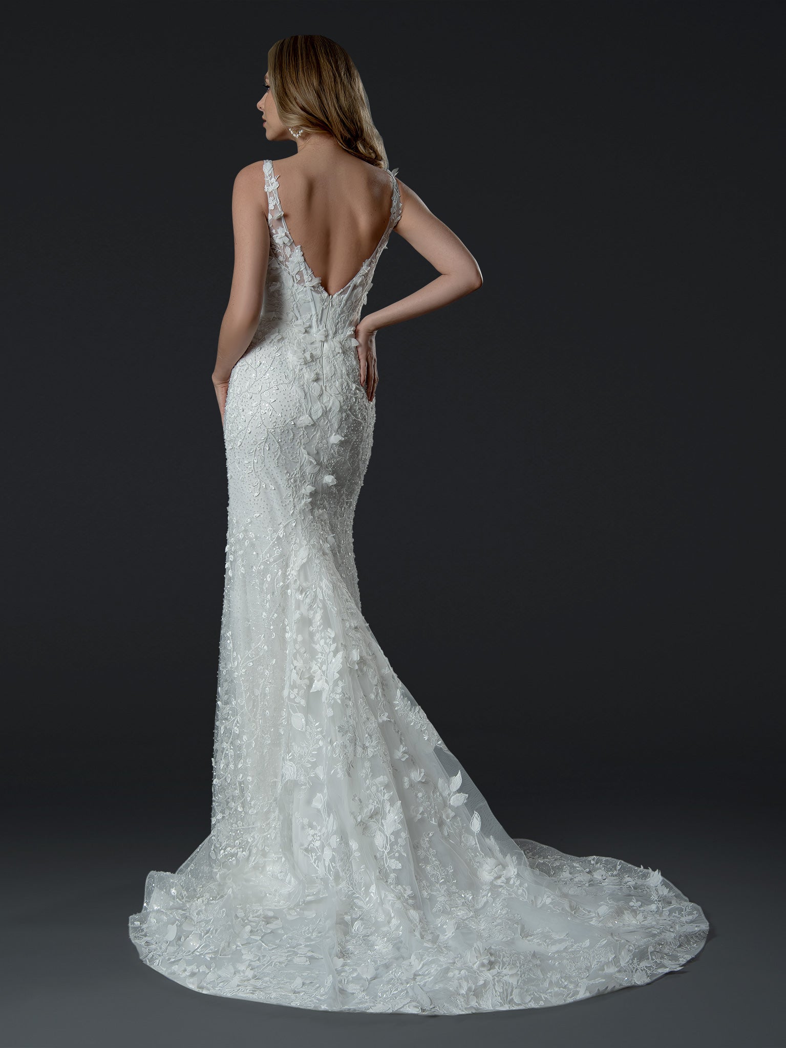 Wedding Dresses Long Fitted Wedding Dress Off White