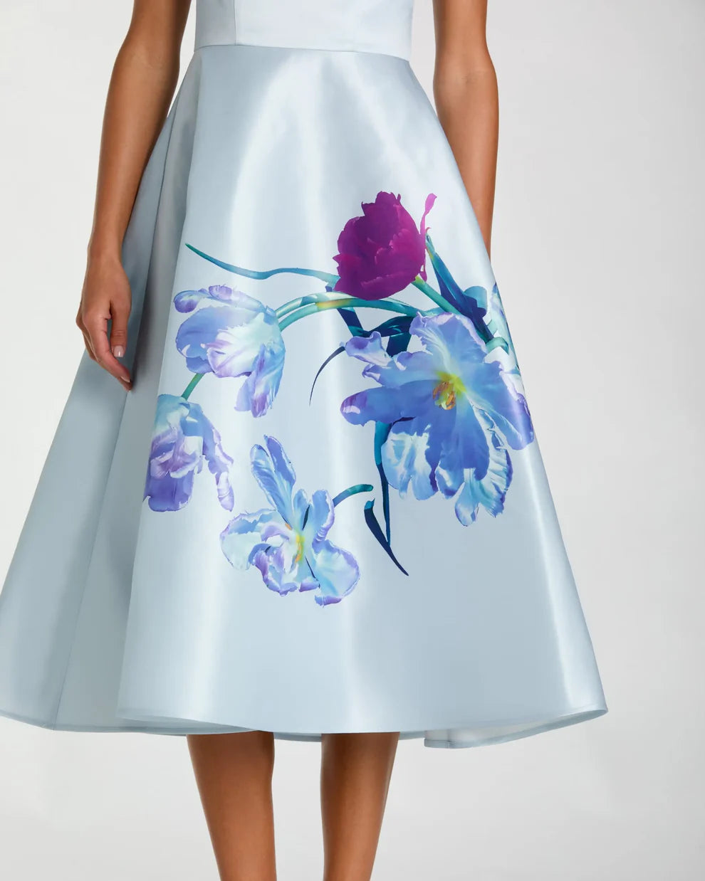 Cocktail Dresses A Line Floral Print Cocktail Midi Dress Periwinkle Multi