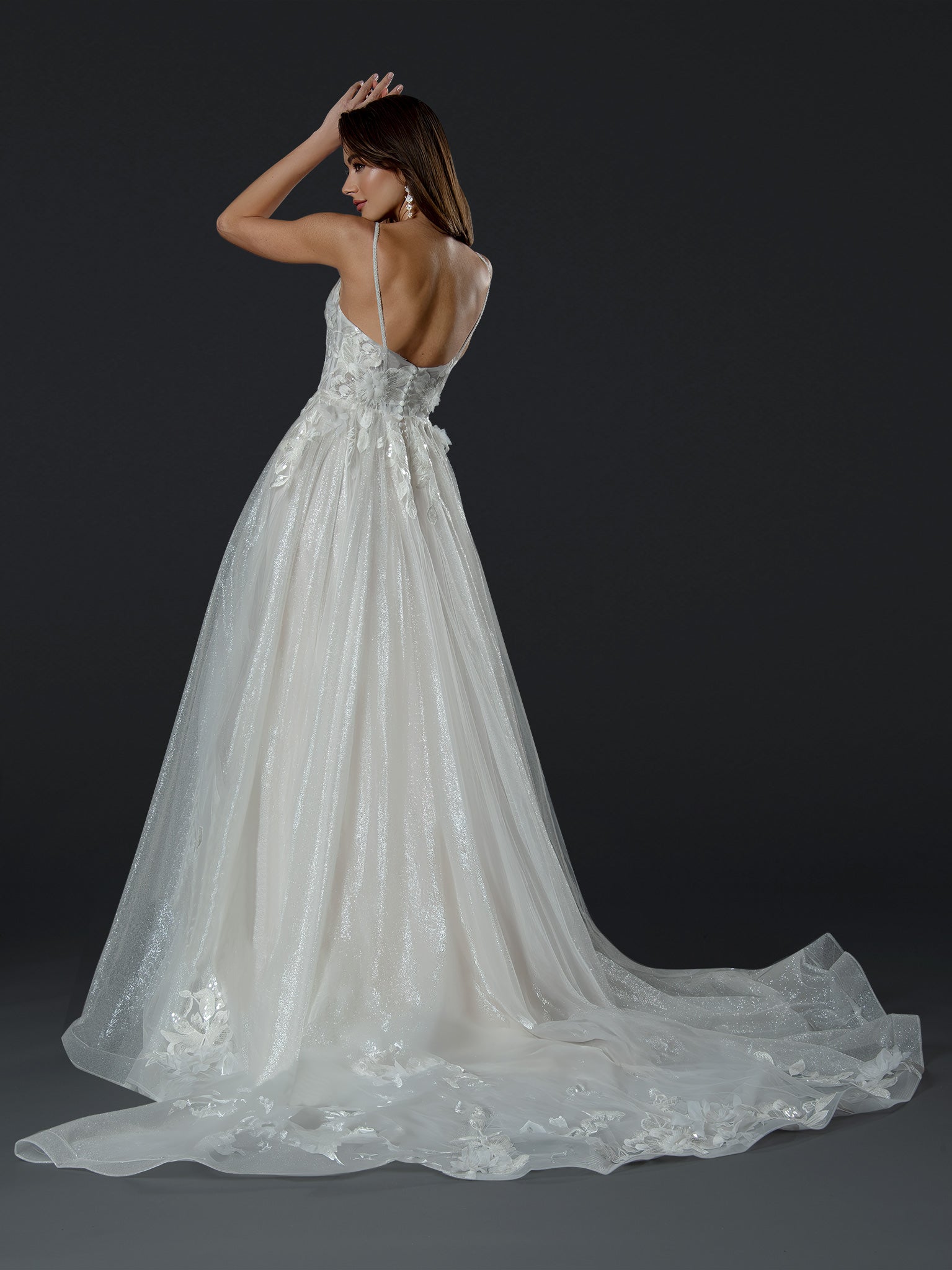Wedding Dresses Sequin Long A Line Lace Wedding Dress Off White
