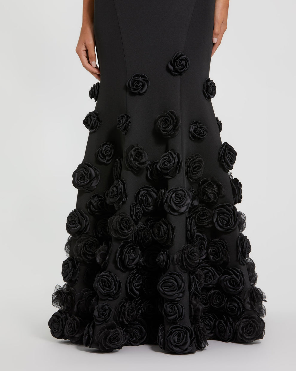 Formal Dresses 3D Floral Long Formal Mermaid Dress Black