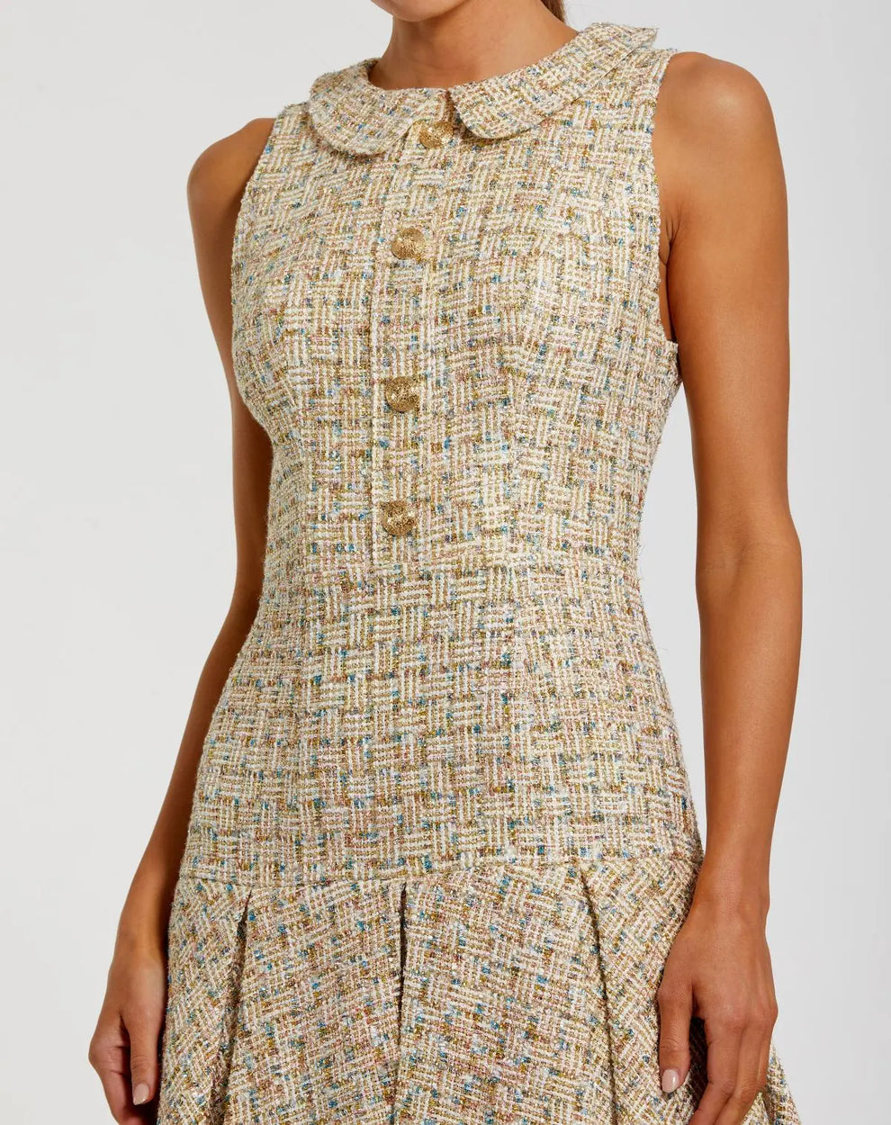 Cocktail Dresses Pleated Mini Short Cocktail Dress Mac Duggal 21068 Gold Multi