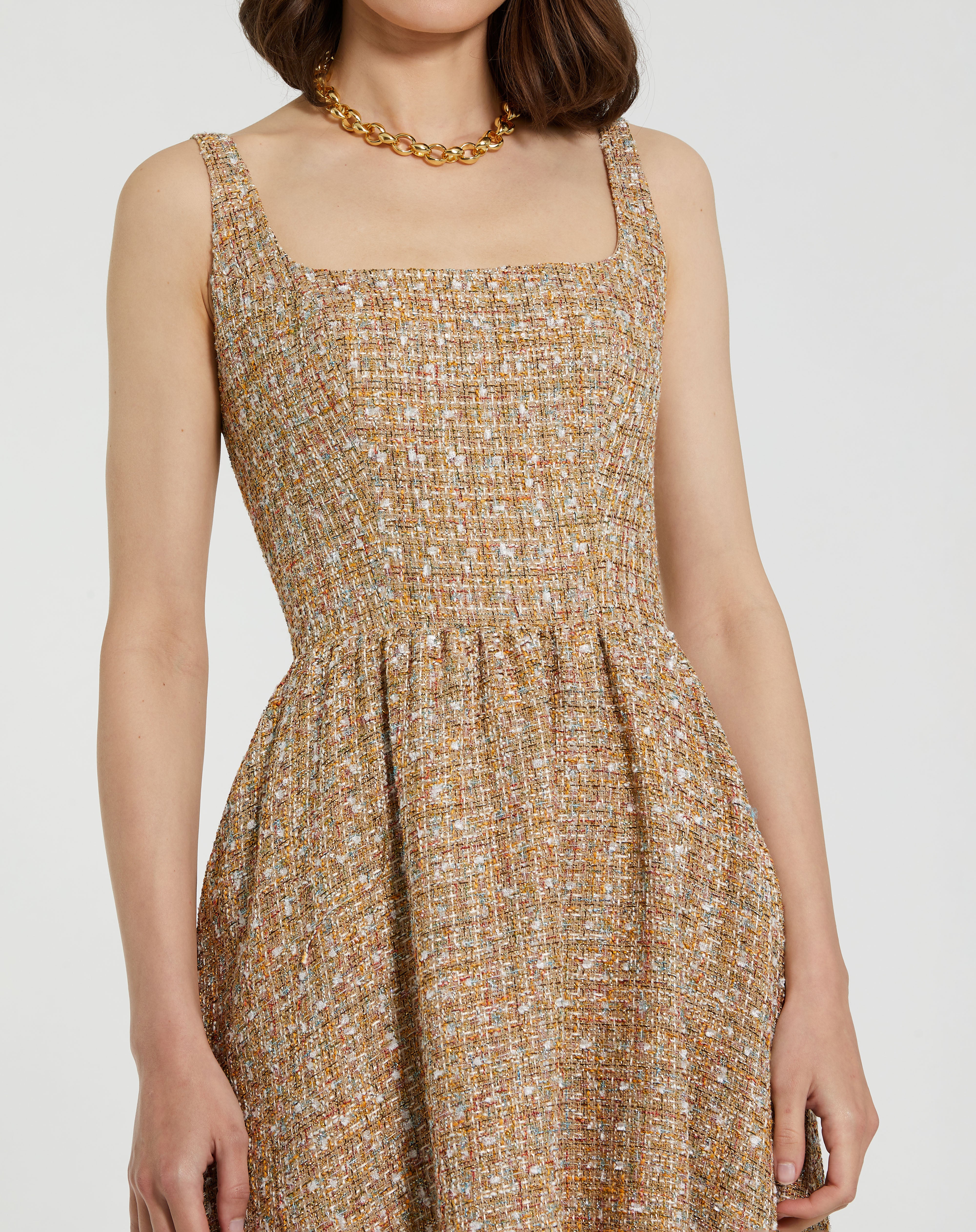Square Midi Crepe Cocktail Fit & Flare Mac Duggal 21071