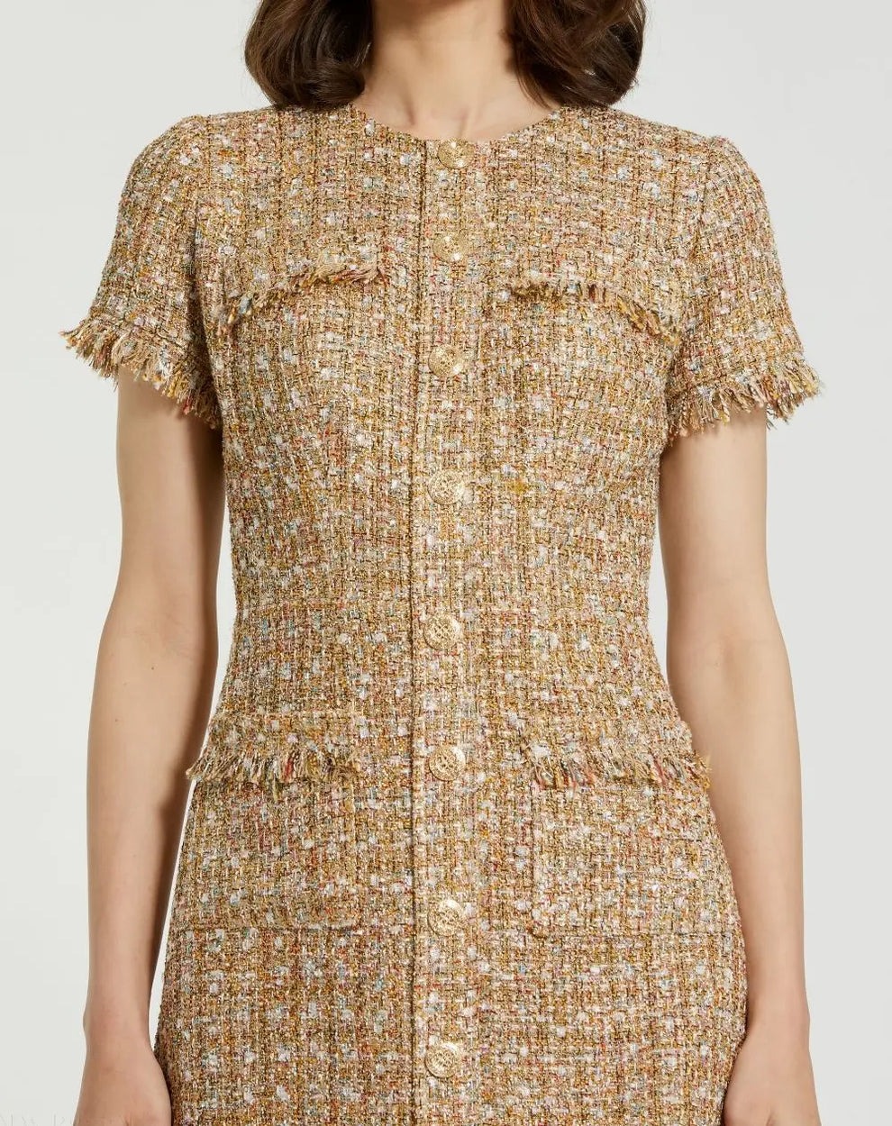 Cocktail Dresses Short Mini Evening Cocktail Dress Mac Duggal 21072 Latte Multi
