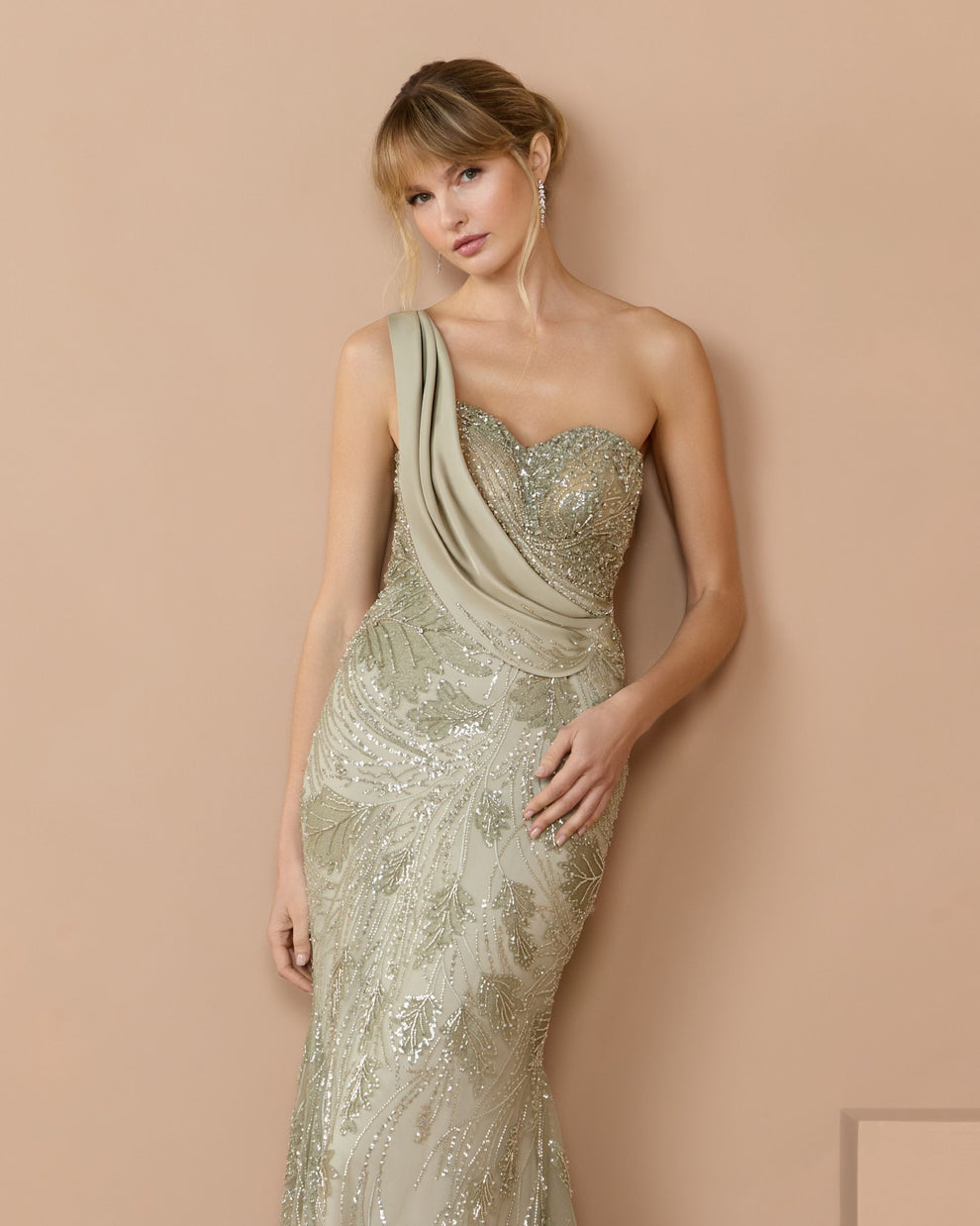 One-Shoulder Floor-Length Sequin Formal Mermaid Mac Duggal 21089