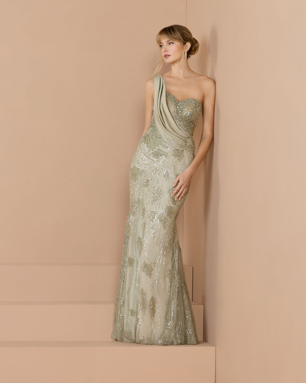 One-Shoulder Floor-Length Sequin Formal Mermaid Mac Duggal 21089