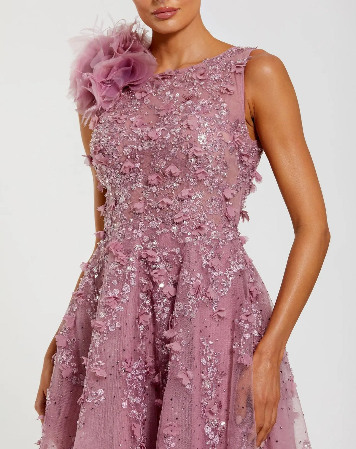Cocktail Dresses 3D Floral Applique Midi Cocktail Dress Orchid